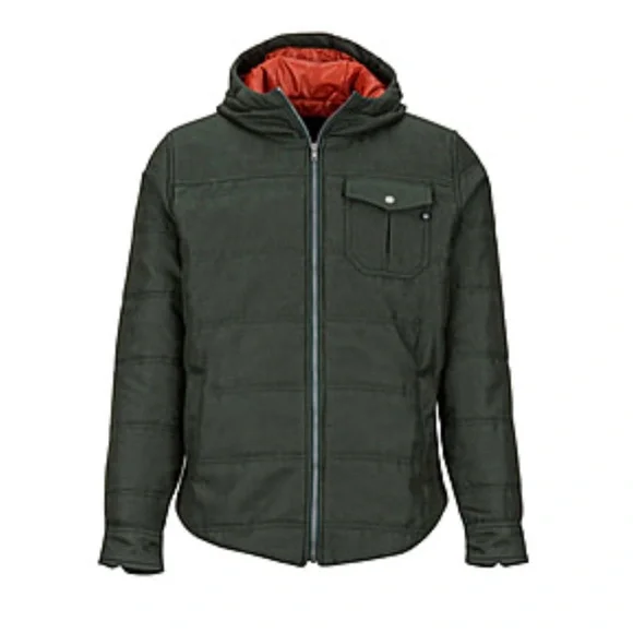Marmot Banyons Insulated Hoodie Full Zip Army Green Orange Jacket Men's Sz M - Picture 1 of 13